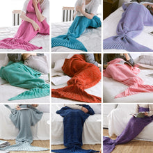 Load image into Gallery viewer, Mermaid Tail Blanket Handmade Knitted Sleeping Bag For Home TV Sofa Bed Mermaid Tail Blanket sute for Kids Adult Baby
