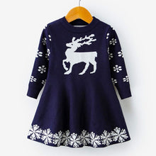 Load image into Gallery viewer, Kids Dresses For Girls Long Sleeve Deer Snowflake Print Dress New Year Costume Princess Dress Kids Christmas Clothes Vestidos
