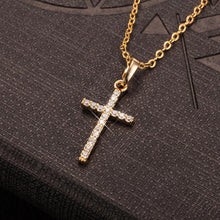 Load image into Gallery viewer, Fashion Female Cross Pendants Gold Black Color Crystal Jesus Cross Pendant Necklace Jewelry For Men/Women Wholesale
