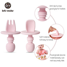 Load image into Gallery viewer, Children&#39;s Tableware Baby Dishes Set Silicone Fork Spoon Set
