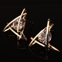 Load image into Gallery viewer, Women&#39;s earrings 2019 Europe and the new jewelry geometric hollow square triangle zircon earrings fashion banquet jewelry
