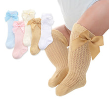 Load image into Gallery viewer, Baby Infants Kids Toddlers Girls Boys Knee High Socks Tights Leg Warmer Ribbon Bow Solid Cotton Stretch Cute Lovely 0-3Y
