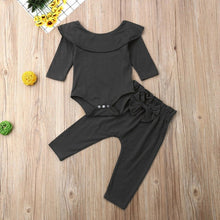 Load image into Gallery viewer, 2PCS Toddler Kids Baby Girls Ruffle Bodysuit Romper Tops Pants Winter Outfits Clothes
