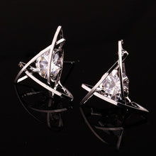 Load image into Gallery viewer, Women&#39;s earrings 2019 Europe and the new jewelry geometric hollow square triangle zircon earrings fashion banquet jewelry
