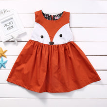 Load image into Gallery viewer, 1-5Years old Casual Baby Girls Clothes. Cute Toddler Kids Fox Dress. Summer Sleeveless Party Dress Children Cotton Clothing
