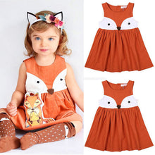 Load image into Gallery viewer, 1-5Years old Casual Baby Girls Clothes. Cute Toddler Kids Fox Dress. Summer Sleeveless Party Dress Children Cotton Clothing
