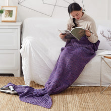 Load image into Gallery viewer, Mermaid Tail Blanket Handmade Knitted Sleeping Bag For Home TV Sofa Bed Mermaid Tail Blanket sute for Kids Adult Baby
