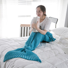 Load image into Gallery viewer, Mermaid Tail Blanket Handmade Knitted Sleeping Bag For Home TV Sofa Bed Mermaid Tail Blanket sute for Kids Adult Baby
