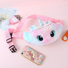 Load image into Gallery viewer, Cute Unicorn Children&#39;s Fanny Pack Girls Waist Bag Plush Toys Belt Gradient Color Chest Bag Cartoon Coin Purse Travel Chest Bag
