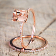 Load image into Gallery viewer, 2Pcs Ring/Set Rose Gold Filled White Crystal Zircon Wedding Engagement Ring Size 6-10
